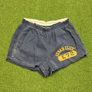 VTG Champion Gym Pants Shorts Cedar Cliff HS Phys Ed 1950s USA Sz M (32-34) Navy - Picture 1 of 12
