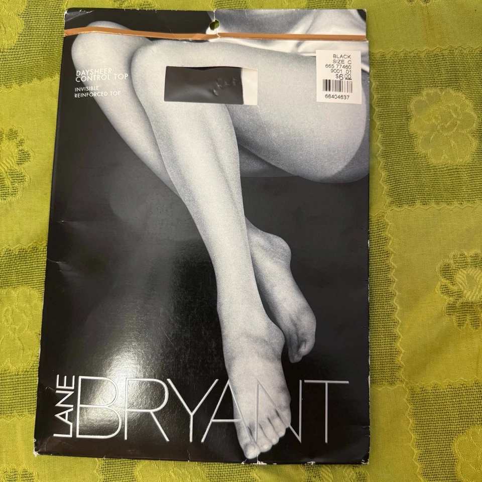 Lane Bryant Daysheer Control Top Pantyhose Black Size C Reinforced Toe NWT NOS - Image 1 of 4