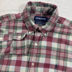 Vintage Ralph Lauren Polo Golf Mens Flannel Shirt Plaid Colorful Tilden Viscose - Picture 1 of 9