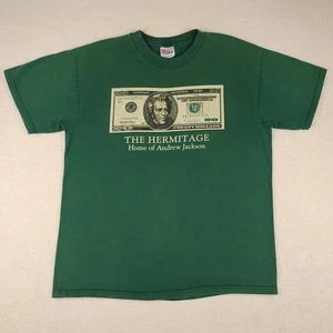 VTG 90's Andrew Jackson $20 T-shirt Men's L Green The Hermitage 2 Sided EUC - Bild 1 von 10