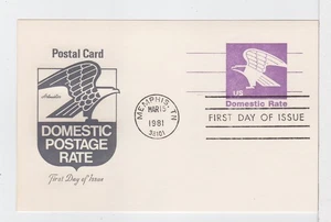 TurtlesTradingPost- American Eagle B Rate Card- 1981- FDC #UX88- Artmaster - Picture 1 of 1