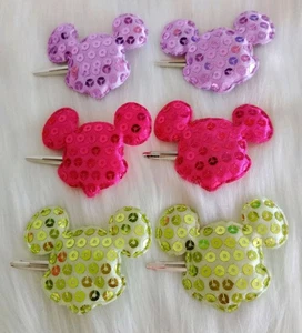 Girl's Lot Of 6 Mickey Mouse Sequin Hair Clips Girl's Accessories Colorful New - Picture 1 of 4