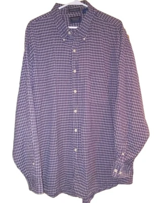 Van Heusen SZ XL American Khakis Oxford BIG Shirt Mens Eggplant Purple Check - Image 1 of 4