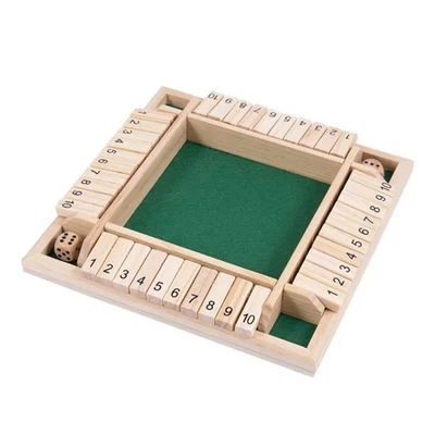 4-Player Shut The Box Dice Game Wooden Family Party Porch Pub Bar Board Game US - Image 1 of 4