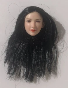 1/6 Female Head Black Hair Fit 12'' Female Figure Body - Picture 1 of 6