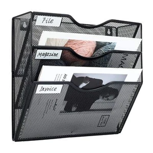 3-Tier Wall Mounted Chicken Wire Mail Organizer Magazine Rack for Home Office - Picture 1 of 6