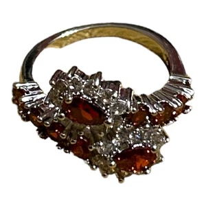Rhodium Plating Over 925 STERLING SILVER Beautiful Ruby/CZ RING Women’s SZ 7 - Picture 1 of 6