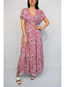 Coloured Paisley Button Front Dress One Size 8-18 (Maxi) - Picture 1 of 3