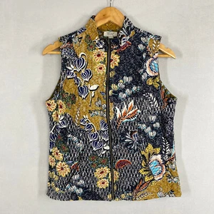 Orientique vest womens 12 100% organic cotton quilted zip up pockets reversible - Picture 1 of 18