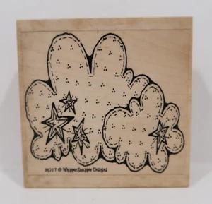 Sello de goma Whipper Snapper Designs de 1990, nubes y estrellas M017 - Imagen 1 de 3