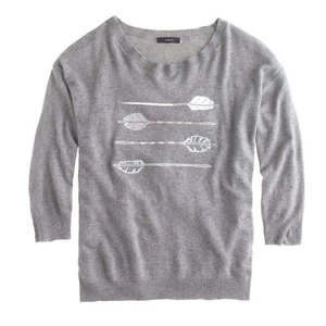 Suéter Pullover J Crew Mujer Talla Pequeña Gris Lana Mezcla Angora Estampado Flecha - Imagen 1 de 7