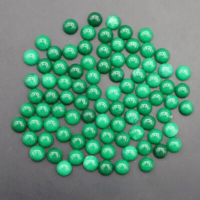 100pcs 10mm Round CAB CABOCHON Natural Malaysian Jade Stone Beads No Holes - Image 1 of 4