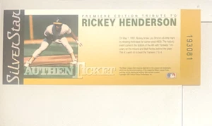 1991 Rickey Henderson Silver Star Authentic Ticket #091198 And Holograms Card - Picture 1 of 7