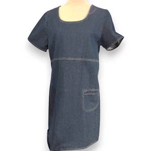Studio 25 Vintage Años 90 Azul Vaquero Denim Manga Corta Túnica Vestido Bolsillo Delantero Talla M - Imagen 1 de 12