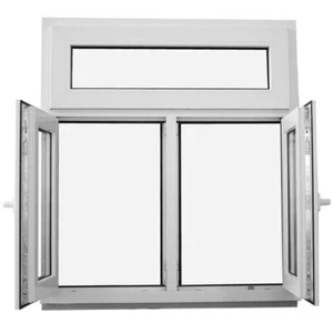 Kunststofffenster Fenster mit Pfosten Oberlicht 2-flügelig 2-Fach Verglasung NEU - Bild 1 von 3