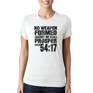 Camiseta sin arma formada contra mí prosperará damas, cristiana religiosa - Imagen 1 de 1