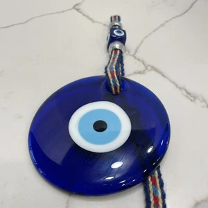 Large Evil Eye 5” Blue Glass Bead Pendant Charm Turkish Amulet Talisman Nazar - Picture 1 of 7