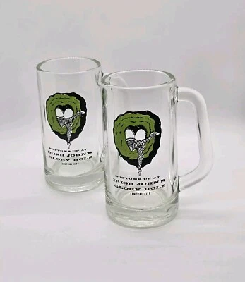 TAZAS DE CERVEZA DE VIDRIO COLORADO DE ABAJO HACIA ARRIBA EN IRISH JOHN'S GLORY HOLE CENTRAL CITY Foto 1 de 4