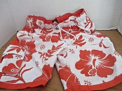 FADED GLORY~Orange HAWAIIAN PRINT SWIM TRUNKS~Men's Small - Image 1 of 2