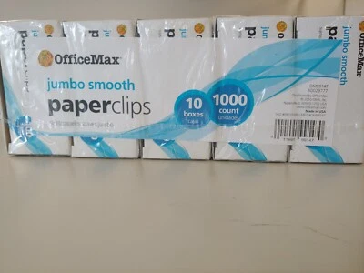 OFFICEMAX, JUMBO SMOOTH PAPER CLIPS, 100/BOX, 10 BOXES (1000 TOTAL) - Image 1 of 3