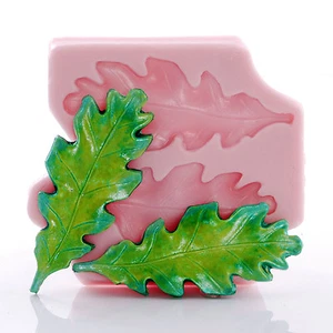 Oak Leaf Silicone Mold Creates Two Large Leaves from Fondant Resin Clay (740) - Picture 1 of 9