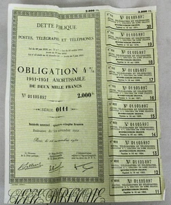 Planche d'obligations 4% 1941 - 1951 Amortissable de deux mille francs - RAN - Photo 1/2