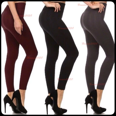 Ladies Thermal Leggings Thick Winter Fleece Lined Warm High Waist Tummy Control  - Image 1 of 2