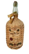 Vintage Wicker Wrapped Ron Bacardi Superior Puerto Rican Rum Bottle 14.5”