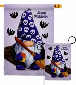 Espeluznante Gnomo Jardín Bandera Decorativa Pequeño Regalo Patio Casa Estandarte - Imagen 1 de 17