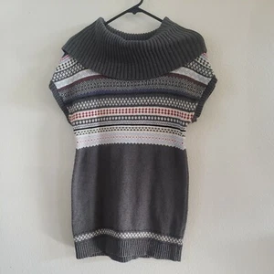 Tommy Hilfiger Sweater Dress Womens Size M Gray Striped Cowl Neck - Picture 1 of 6