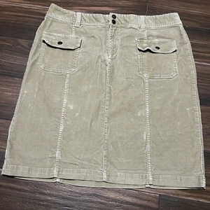 Tommy Hilfiger Vintage Y2K Corduroy Skirt Size 18 Tan Cream Midi Pockets - Picture 1 of 9
