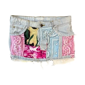 Girls Size 14 Wrangler Patchwork Denim Skirt Summer Retro - Picture 1 of 6