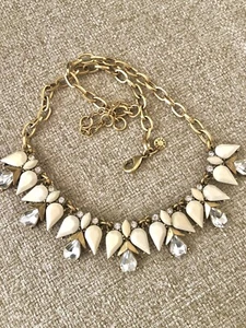 J Crew Cream Stones & Rhinestone Gold-Tone Statement Necklace - Picture 1 of 9
