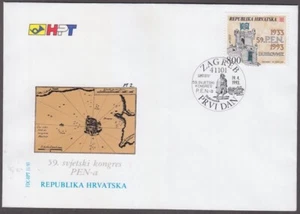 CROATIA Sc # 154 FDC - 59th PEN CONGRESS in DUBROVNIK - Picture 1 of 1