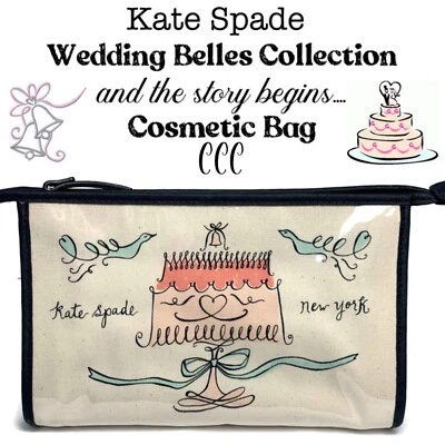 Bolsa de maquillaje cosmético Kate Spade campanas de boda pastel Francis Let The Story Begin Foto 1 de 4