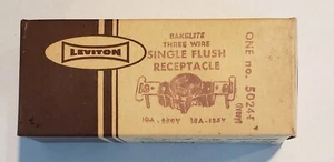 5024-I LEVITON AVORIO TRE FILI PRESA SINGOLA COMPLETA 10A-250V, 15A-125V - Foto 1 di 5