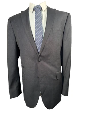 J. Ferrar Mens Charcoal Gray SLIM FIT PEAK LAPEL Sport Coat Blazer Jacket 44L - Image 1 of 4