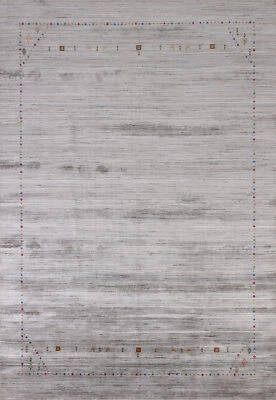 Stylish and Durable Gabbeh Rug Gray Hand-knotted Wool 8x10 ft - Image 1 of 4