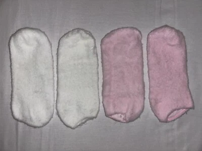 Calcetines tobilleros vintage cepillados Orlon borrosos botín talla 9-11 rosa y blanco 2 pares EE. UU. Foto 1 de 4