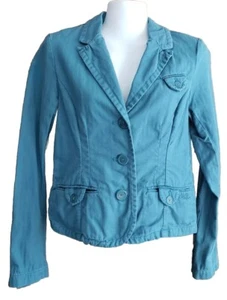 AMERICAN EAGLE OUTFITTERS LS Teal Blazer Jacket w/Velour Collar Women's Small - Picture 1 of 11