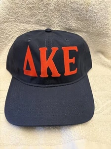 Delta Kappa Epsilon Navy Cotton Dad Hat w/2" Red Flock Letters, Vintage, NOS - Picture 1 of 2