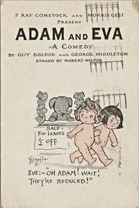 c1920 Vintage NYC Broadway Play Adam and Eva Advertising POSTCARD Artist Signed - Picture 1 of 2