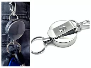Modern Steel Retractable Key Chain 60cm Wire Belt Clip Carabiner for Keys - Foto 1 di 24