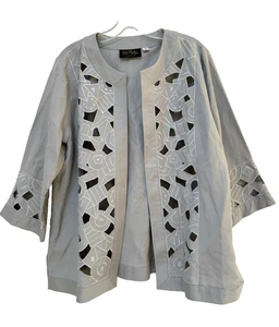Bob Mackie M Wearable Art Jacket Open Linen Blend Cutout grey silver New - Picture 1 of 6