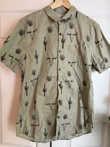 Men's Cactus Print Button Down Shirt Sz L Western Country Ranch Concert Festival - Picture 1 of 7