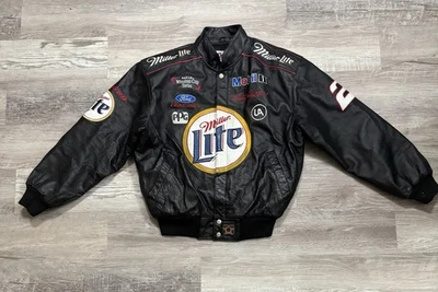 Vintage Rusty Wallace Leather NASCAR Jacket Size Medium - Image 1 of 3