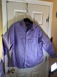Synrgy Performance Mens 18.5 34/35 Button Up Shirt Pocket Geometric Stretch Fit - Picture 1 of 14