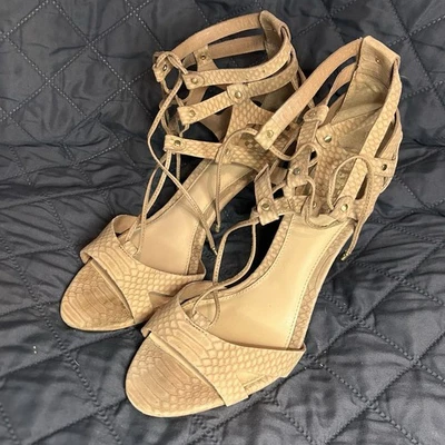 Vince Camuto Women’s Nude Snakeskin Gladiator Lace-Up Heels Sandals Size 8.5 - Image 1 of 4