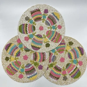 Nicole Miller Easter Eggs Beaded Placemat S/3 Charger Centerpieces Handmade 15” - Picture 1 of 11