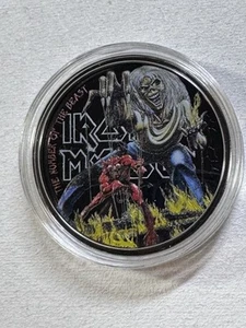 2022 Cook Islands $5 Iron Maiden Number of the Beast Colorized Silver Coin - Picture 1 of 10